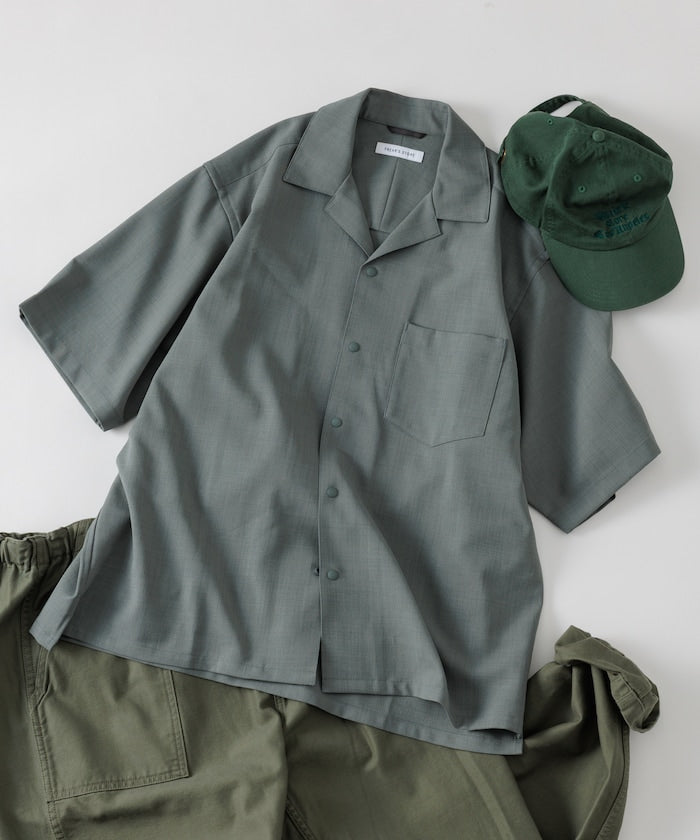 FREAK'S STORE Quick-drying material Relaxed fit Open collar shirt 寬版亞麻短袖襯衫