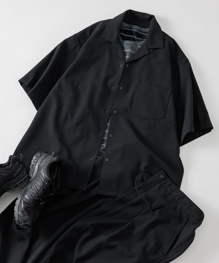 FREAK'S STORE Quick-drying material Relaxed fit Open collar shirt 寬版亞麻短袖襯衫