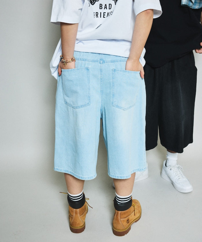 FREAK'S STORE Wide silhouette vintage denim easy shorts 復古水洗牛仔及膝短褲