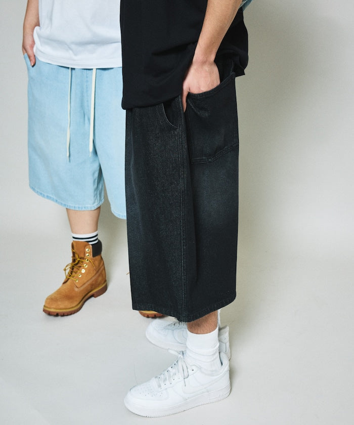 FREAK'S STORE Wide silhouette vintage denim easy shorts 復古水洗牛仔及膝短褲