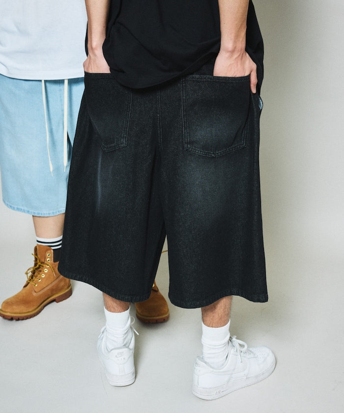 FREAK'S STORE Wide silhouette vintage denim easy shorts 復古水洗牛仔及膝短褲