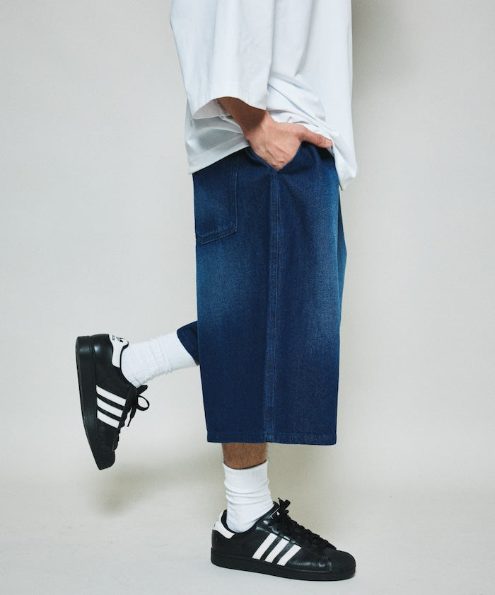 FREAK'S STORE Wide silhouette vintage denim easy shorts 復古水洗牛仔及膝短褲