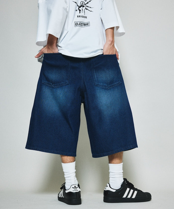 FREAK'S STORE Wide silhouette vintage denim easy shorts 復古水洗牛仔及膝短褲