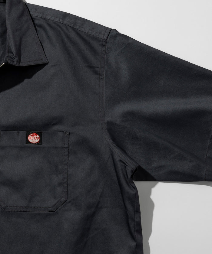 RED KAP relaxed fit half zip one point logo Short 半拉鍊工裝短袖襯衫