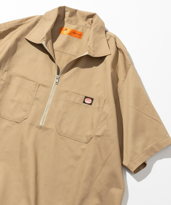 RED KAP relaxed fit half zip one point logo Short 半拉鍊工裝短袖襯衫