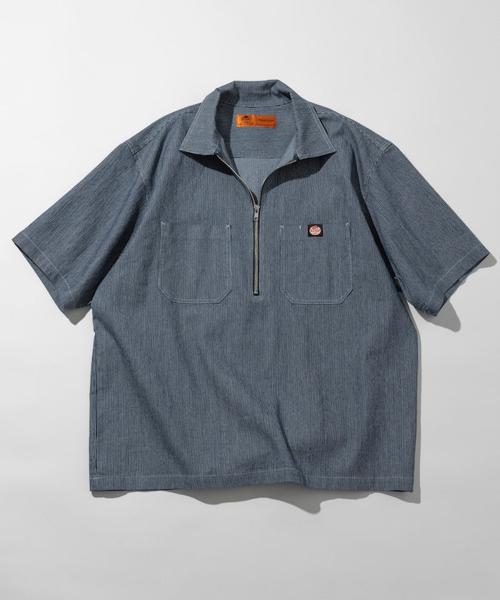 RED KAP relaxed fit half zip one point logo Short 半拉鍊口袋短袖襯衫