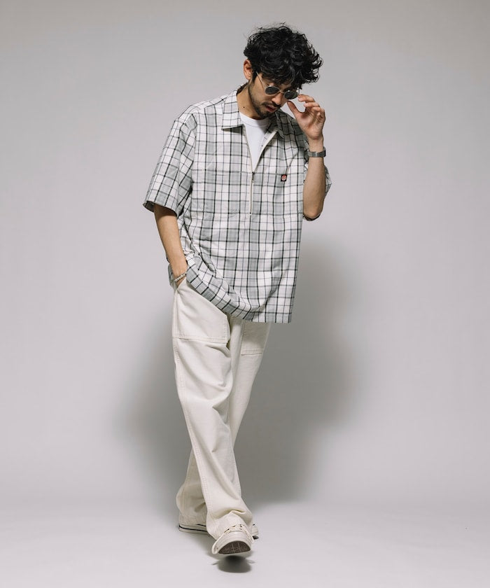 RED KAP relaxed fit half zip one point logo Short 半拉鍊口袋短袖襯衫