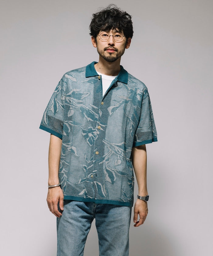 FREAK'S STORE All-over print Knit knit shirt 印花針織短袖襯衫