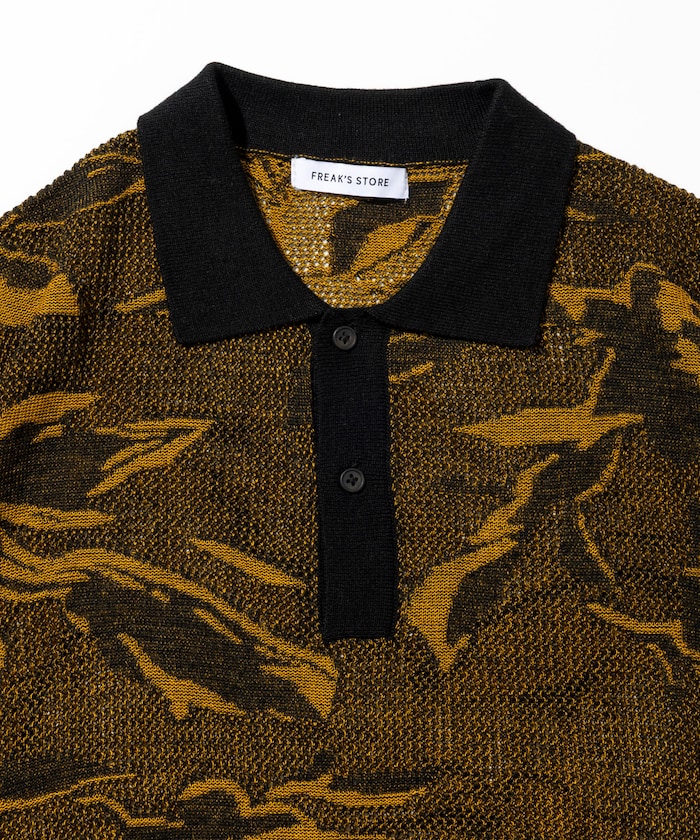 FREAK'S STORE All-over print mesh Knit polo shirt 印花針織短袖Polo衫