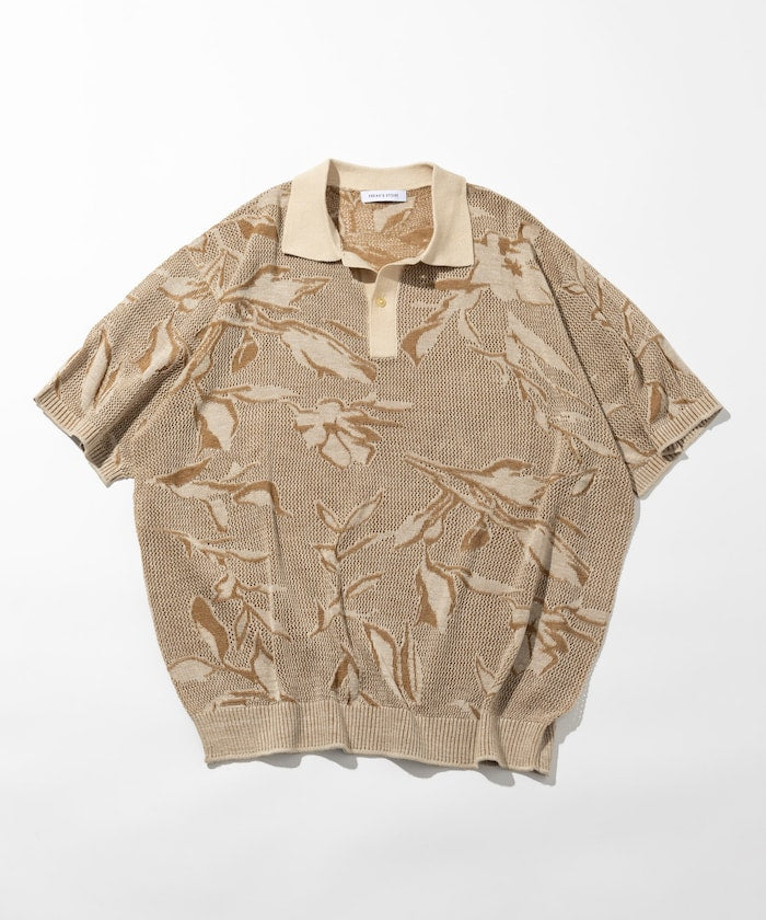 FREAK'S STORE All-over print mesh Knit polo shirt 印花針織短袖Polo衫