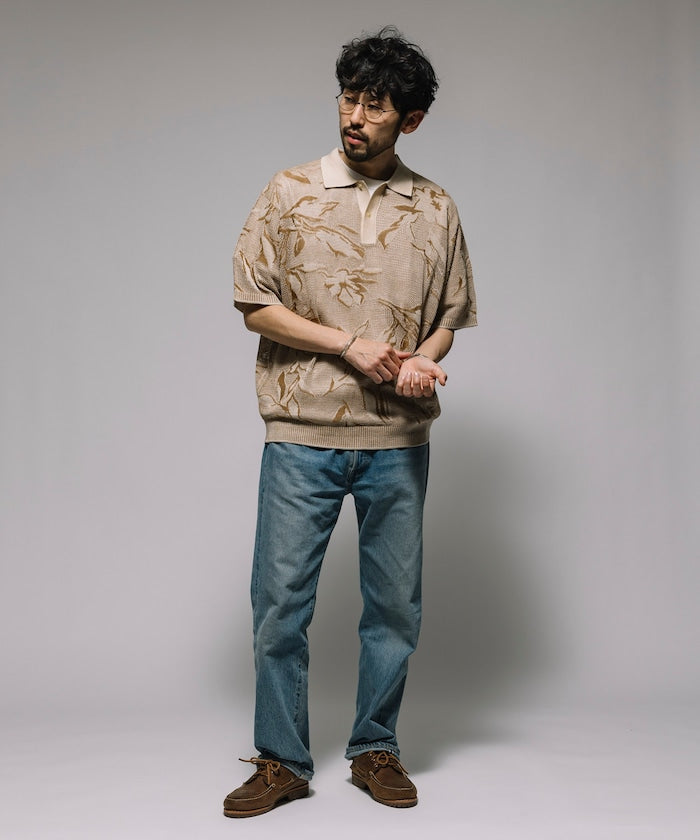 FREAK'S STORE All-over print mesh Knit polo shirt 印花針織短袖Polo衫