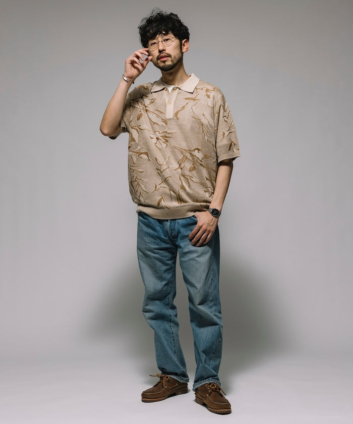 FREAK'S STORE All-over print mesh Knit polo shirt 印花針織短袖Polo衫