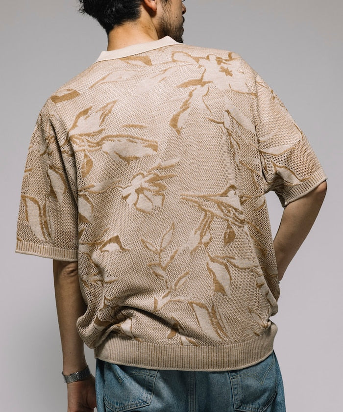 FREAK'S STORE All-over print mesh Knit polo shirt 印花針織短袖Polo衫