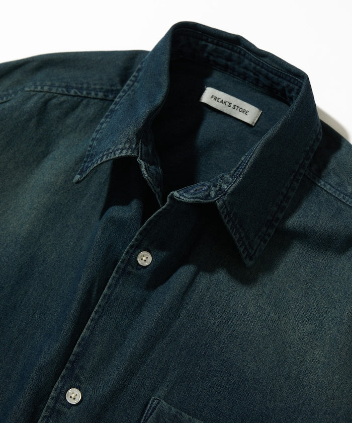 FREAK'S STORE Relax Fit Overdyed Regular Collar S/S Denim Shirt 復古牛仔短袖襯衫