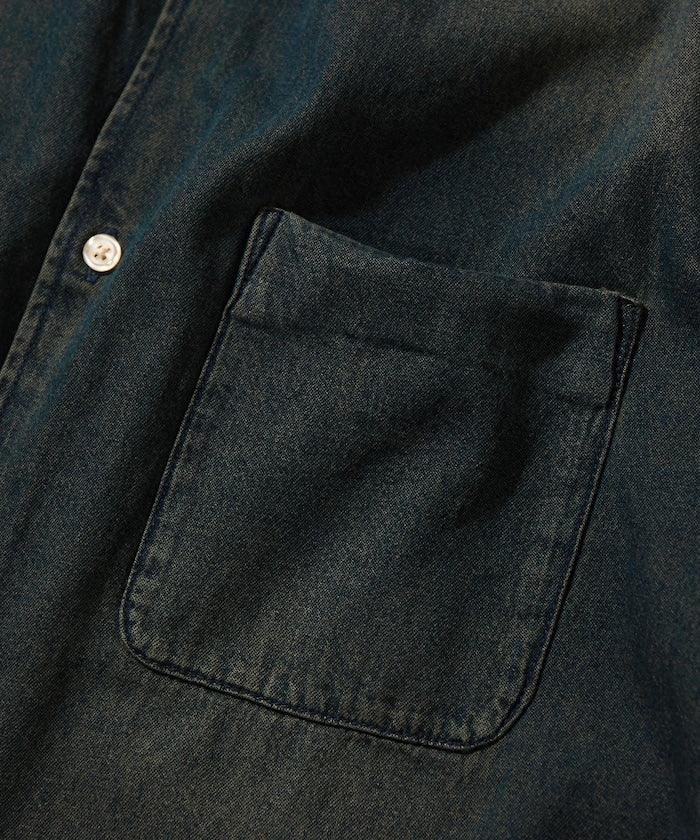 FREAK'S STORE Relax Fit Overdyed Regular Collar S/S Denim Shirt 復古牛仔短袖襯衫