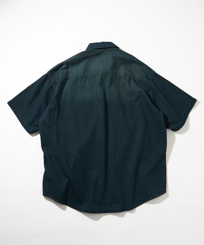 FREAK'S STORE Relax Fit Overdyed Regular Collar S/S Denim Shirt 復古牛仔短袖襯衫