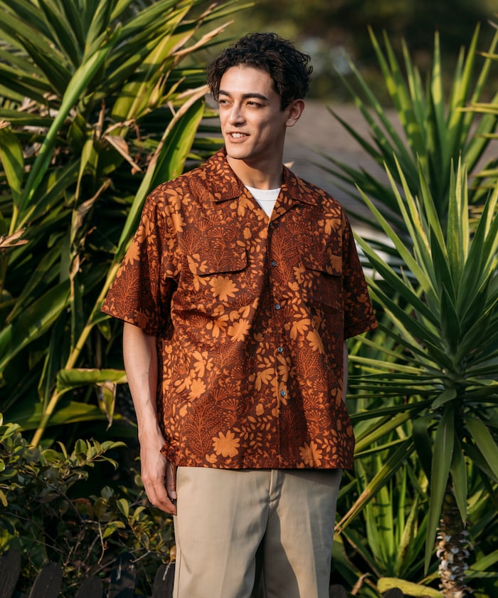 FREAK'S STORE Relaxed fit Batik print open collar shirt / tree pattern 印花短袖襯衫