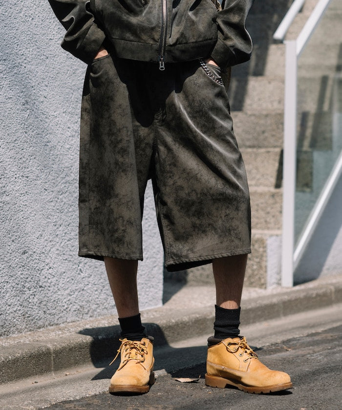 FREAK'S STORE Vintage-like leatherette baggy shorts 復古皮革寬鬆短褲