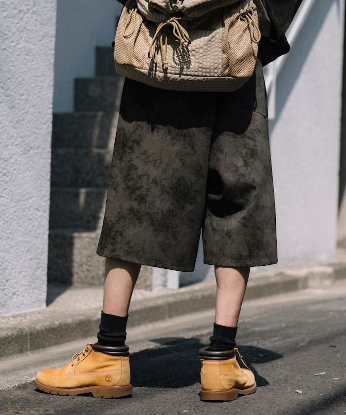 FREAK'S STORE Vintage-like leatherette baggy shorts 復古皮革寬鬆短褲