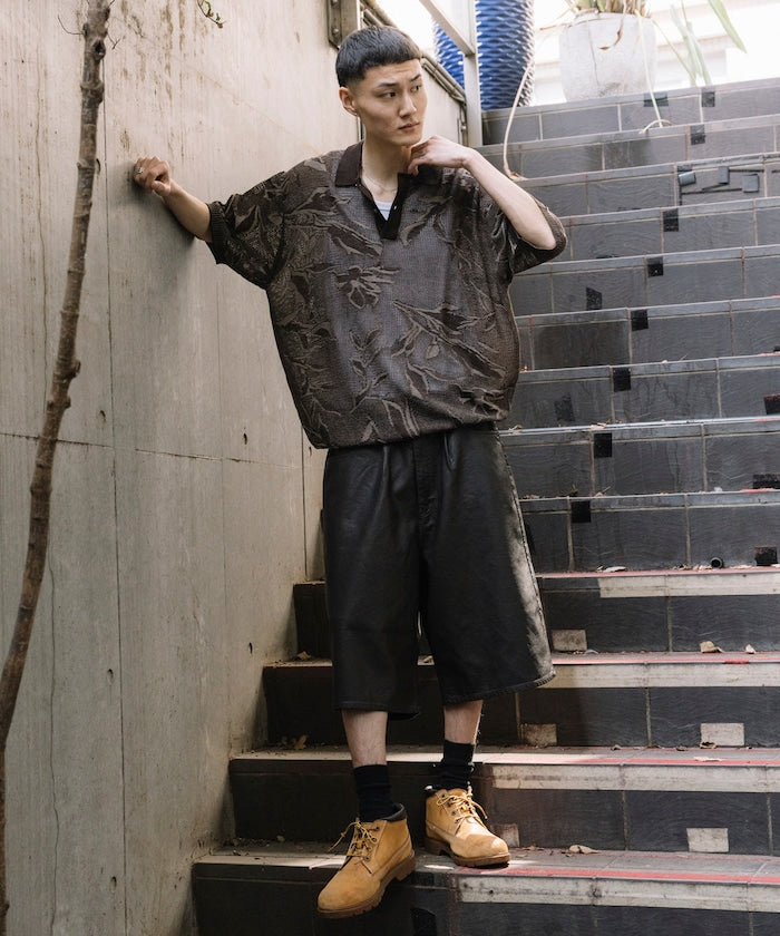 FREAK'S STORE Vintage-like leatherette baggy shorts 復古皮革寬鬆短褲