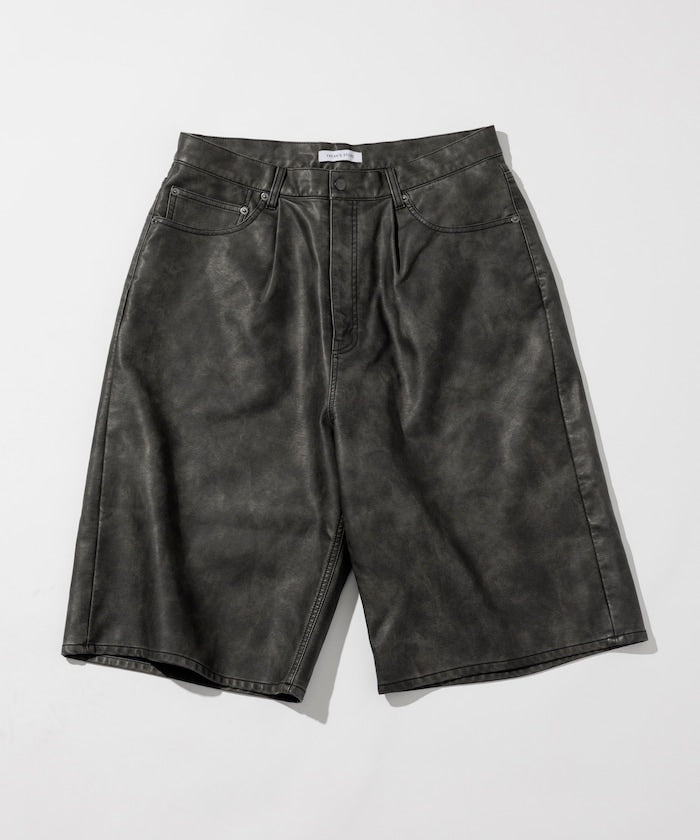FREAK'S STORE Vintage-like leatherette baggy shorts 復古皮革寬鬆短褲