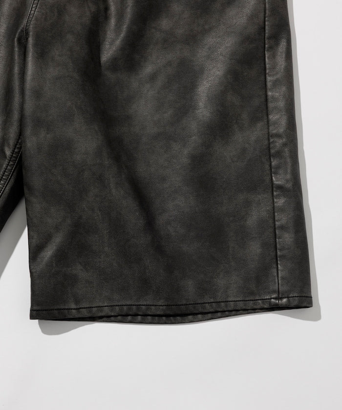 FREAK'S STORE Vintage-like leatherette baggy shorts 復古皮革寬鬆短褲