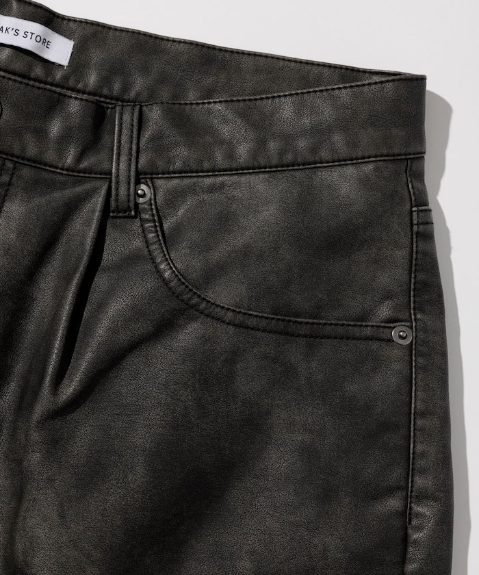 FREAK'S STORE Vintage-like leatherette baggy shorts 復古皮革寬鬆短褲