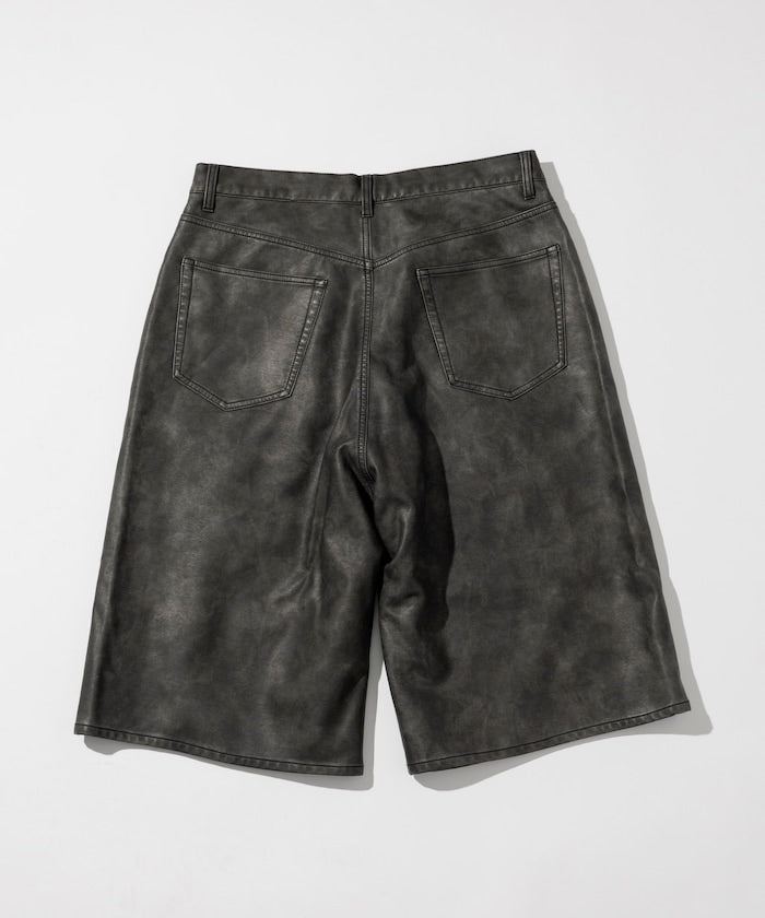 FREAK'S STORE Vintage-like leatherette baggy shorts 復古皮革寬鬆短褲