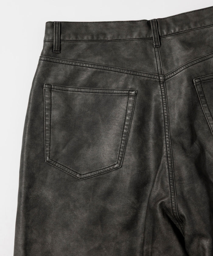 FREAK'S STORE Vintage-like leatherette baggy shorts 復古皮革寬鬆短褲