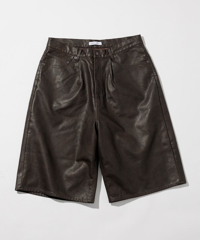 FREAK'S STORE Vintage-like leatherette baggy shorts 復古皮革寬鬆短褲
