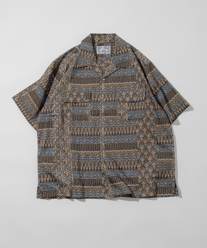 FREAK'S STORE Relaxed Fit Batik Print Open Collar Shirt/African Pattern 印花短袖襯衫