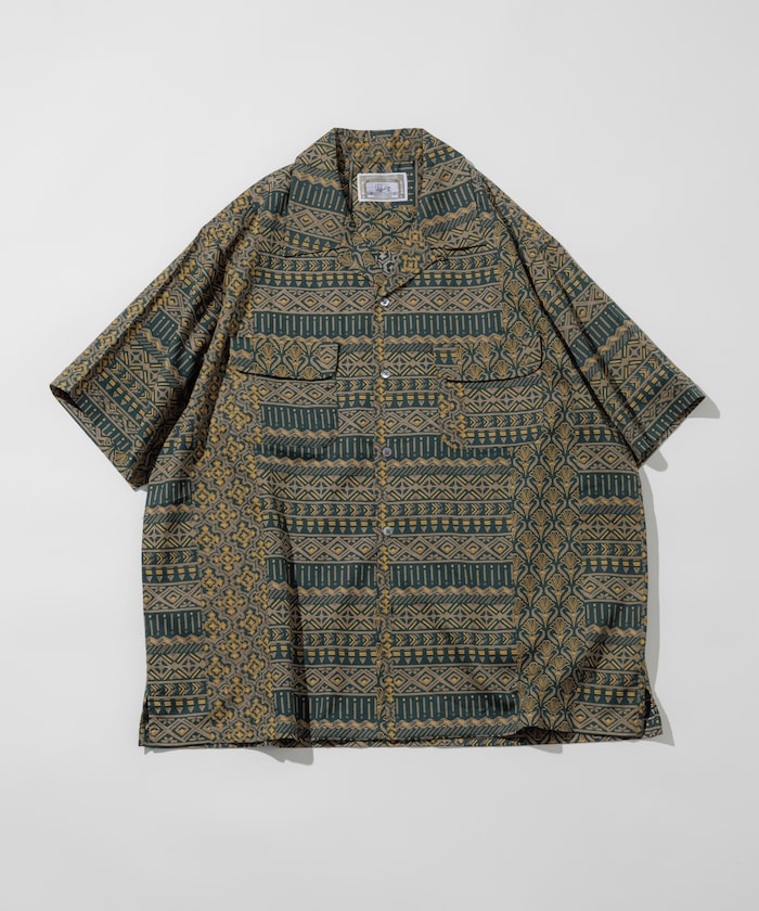 FREAK'S STORE Relaxed Fit Batik Print Open Collar Shirt/African Pattern 印花短袖襯衫