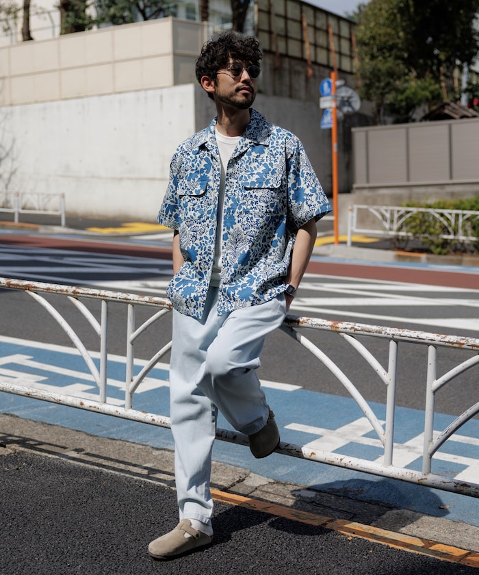 FREAK'S STORE Relaxed fit Batik print open collar shirt / tree pattern 印花短袖襯衫