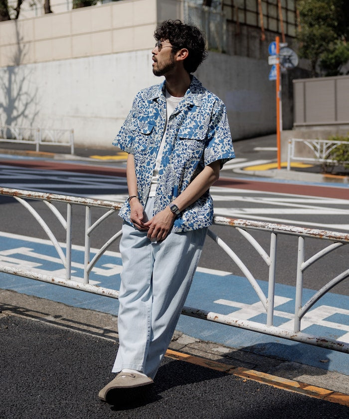 FREAK'S STORE Relaxed fit Batik print open collar shirt / tree pattern 印花短袖襯衫