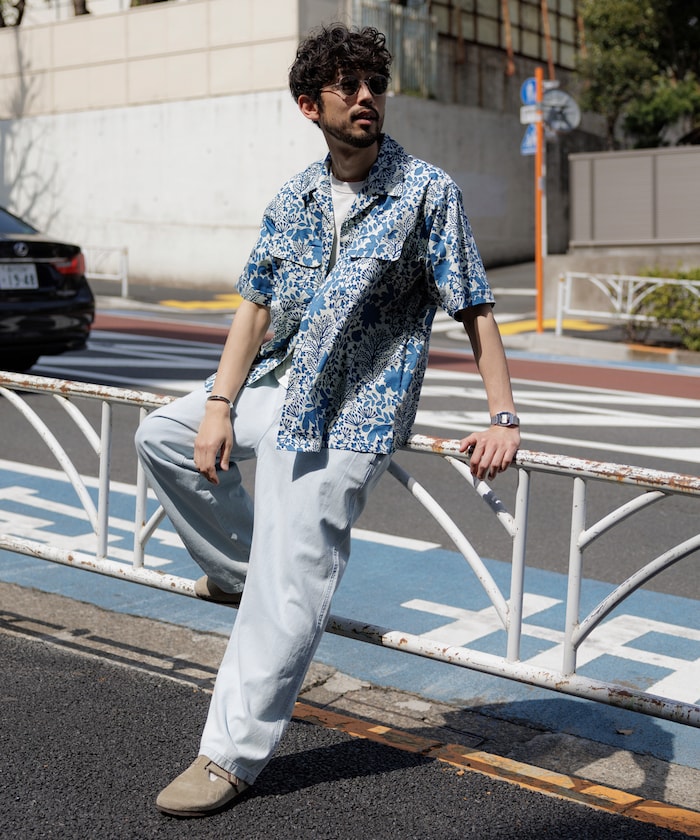 FREAK'S STORE Relaxed fit Batik print open collar shirt / tree pattern 印花短袖襯衫