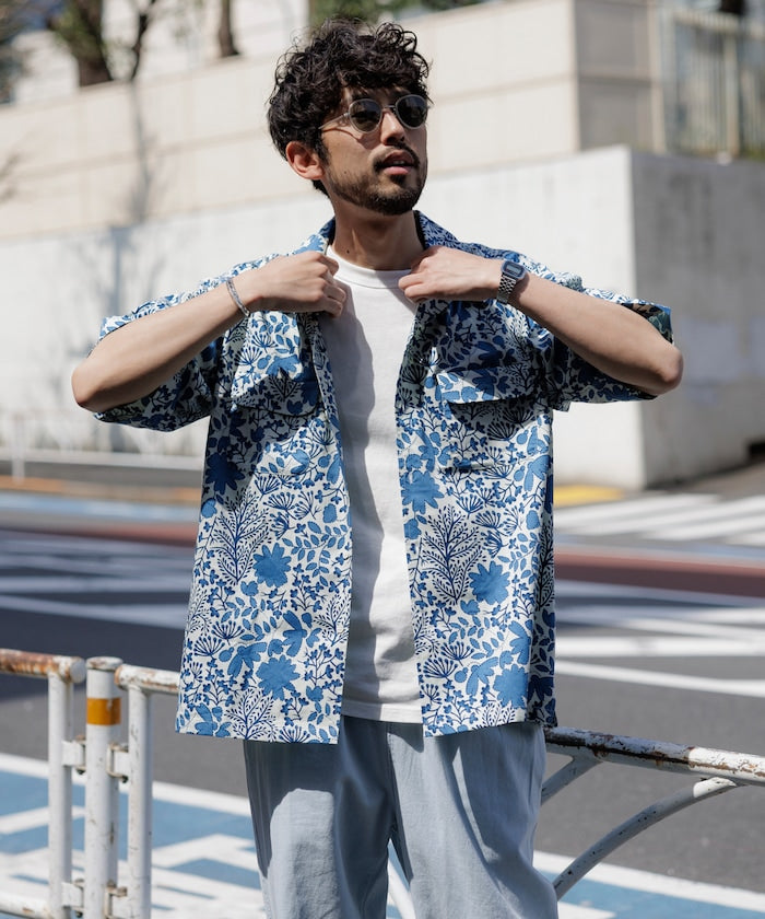 FREAK'S STORE Relaxed fit Batik print open collar shirt / tree pattern 印花短袖襯衫