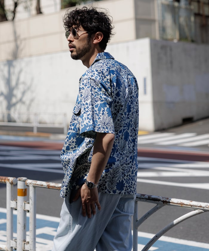 FREAK'S STORE Relaxed fit Batik print open collar shirt / tree pattern 印花短袖襯衫