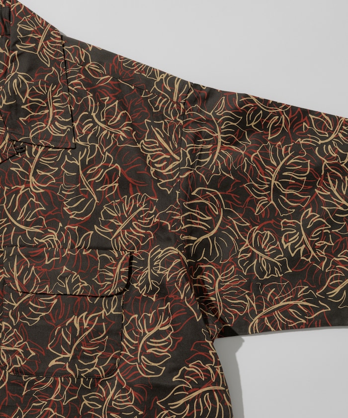 FREAK'S STORE Relaxed fit Batik print open collar shirt / Leaf Pattern 印花短袖襯衫