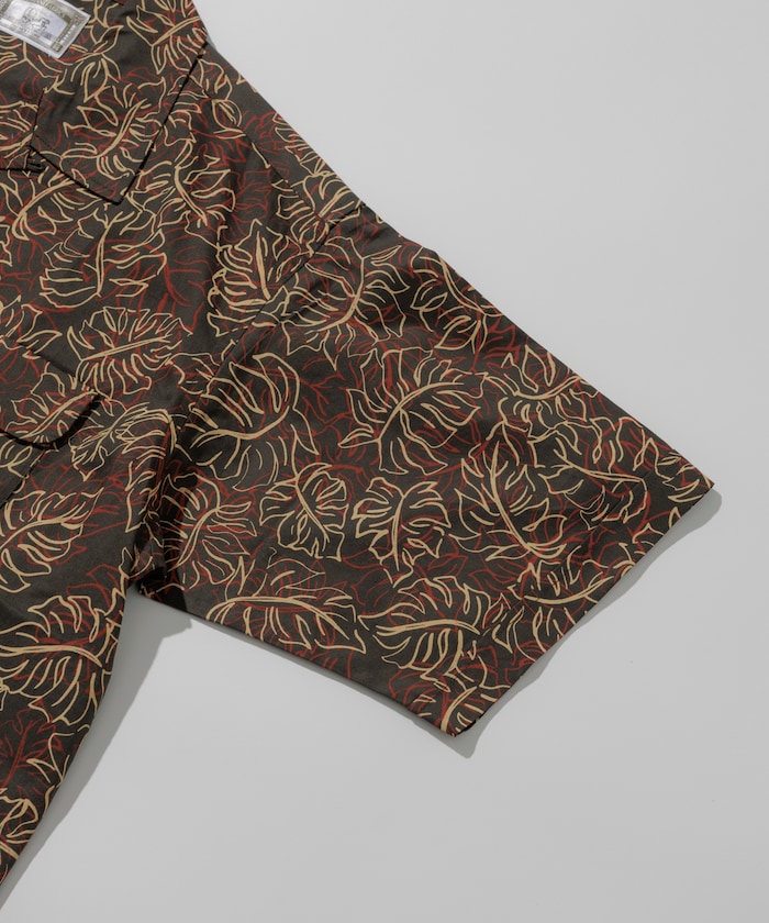 FREAK'S STORE Relaxed fit Batik print open collar shirt / Leaf Pattern 印花短袖襯衫