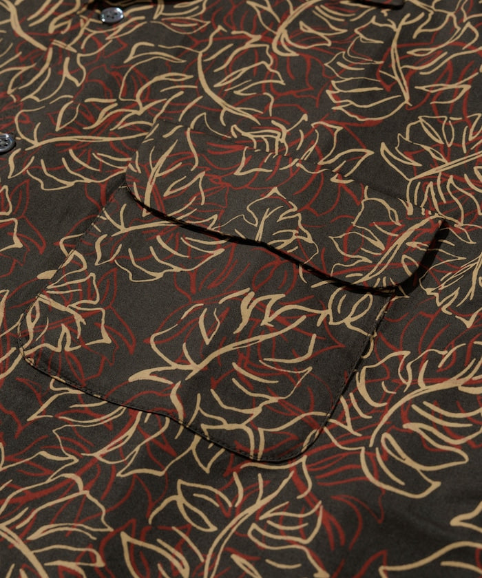 FREAK'S STORE Relaxed fit Batik print open collar shirt / Leaf Pattern 印花短袖襯衫