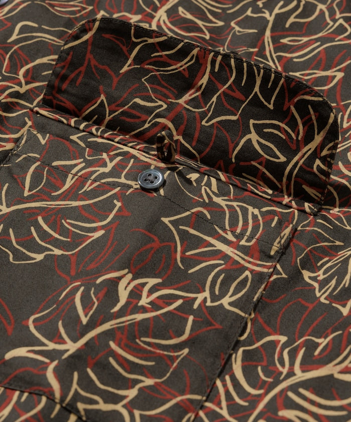 FREAK'S STORE Relaxed fit Batik print open collar shirt / Leaf Pattern 印花短袖襯衫