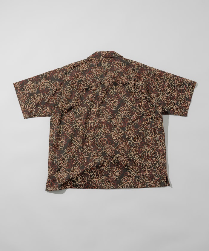 FREAK'S STORE Relaxed fit Batik print open collar shirt / Leaf Pattern 印花短袖襯衫