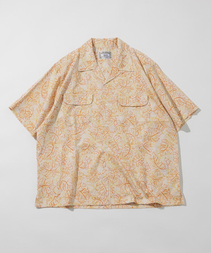 FREAK'S STORE Relaxed fit Batik print open collar shirt / Leaf Pattern 印花短袖襯衫