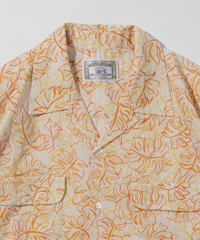 FREAK'S STORE Relaxed fit Batik print open collar shirt / Leaf Pattern 印花短袖襯衫