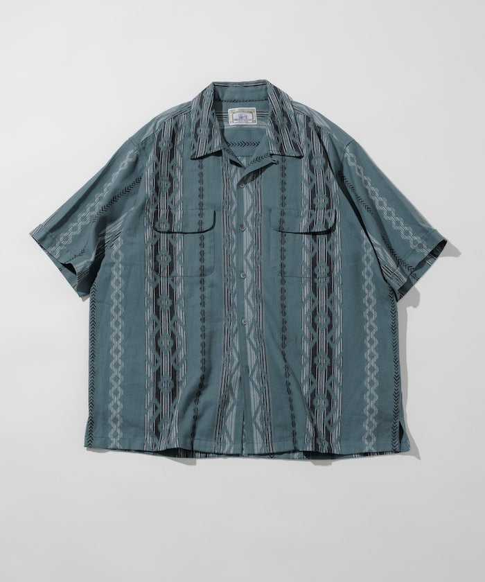 FREAK'S STORE Relaxed fit Ikat jacquard open collar 寬版印花短袖襯衫
