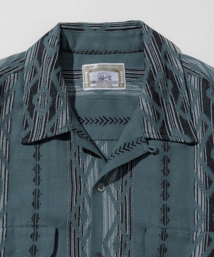 FREAK'S STORE Relaxed fit Ikat jacquard open collar 寬版印花短袖襯衫