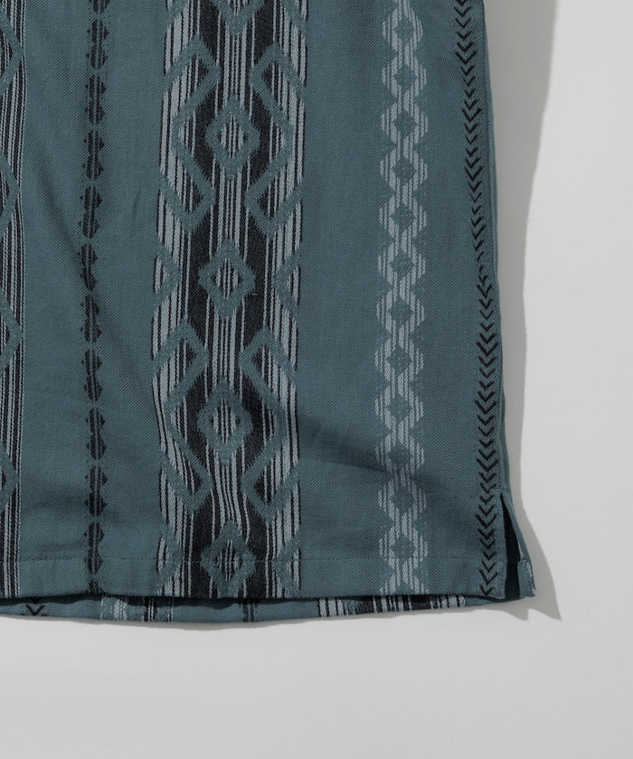 FREAK'S STORE Relaxed fit Ikat jacquard open collar 寬版印花短袖襯衫
