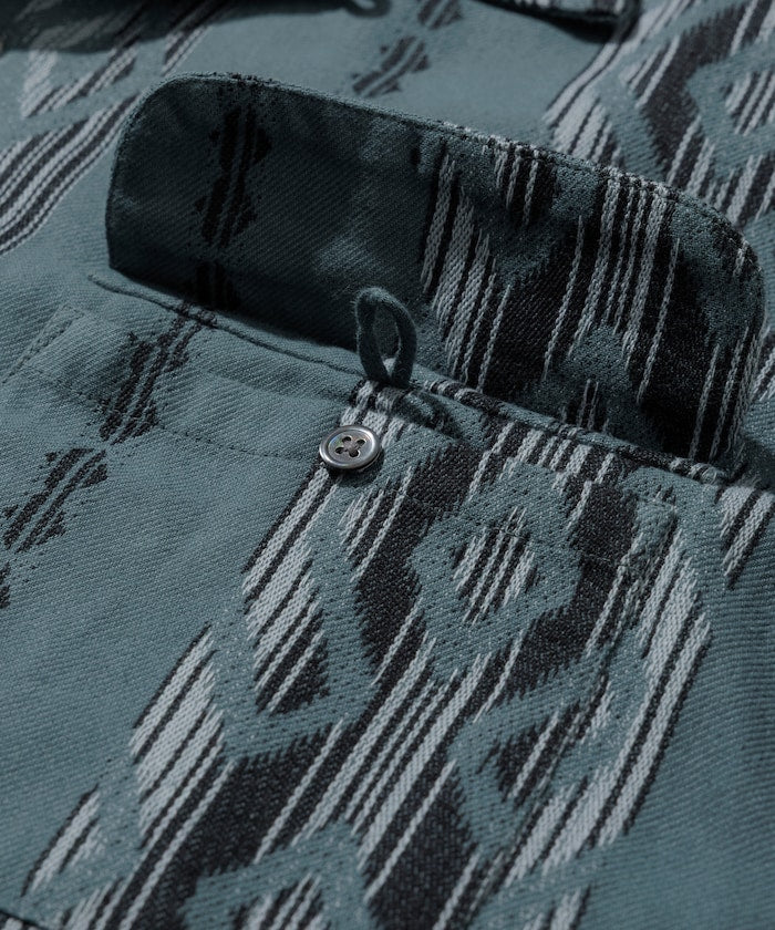 FREAK'S STORE Relaxed fit Ikat jacquard open collar 寬版印花短袖襯衫
