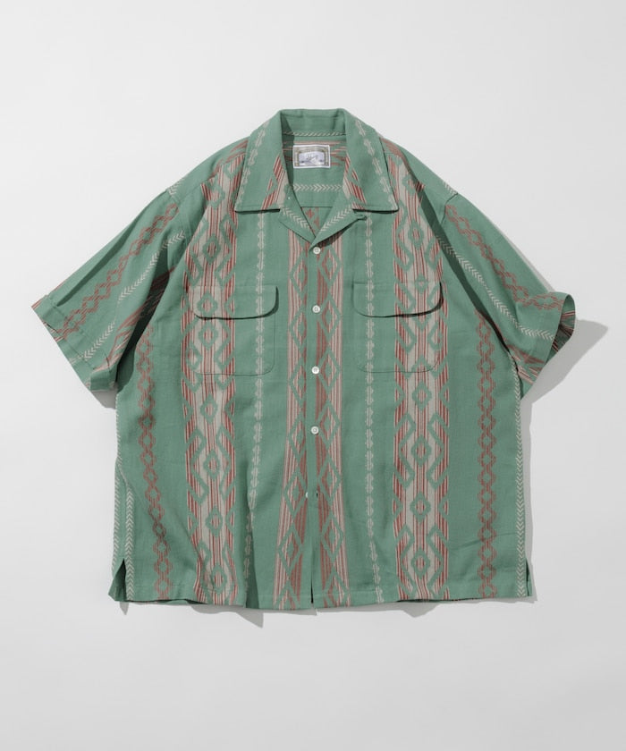 FREAK'S STORE Relaxed fit Ikat jacquard open collar 寬版印花短袖襯衫