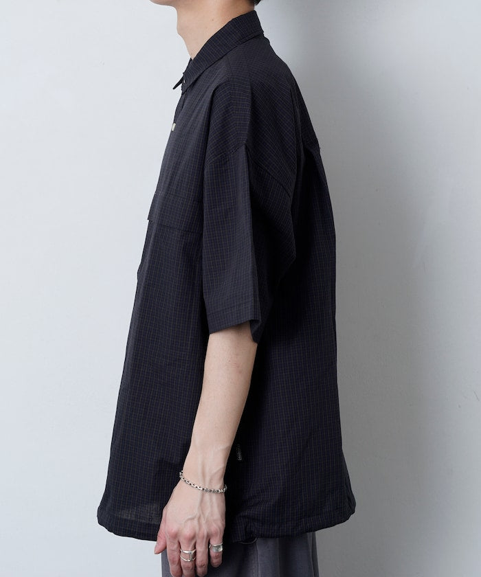 PUBLUX Short sleeve drawstring check shirt 短袖口袋襯衫